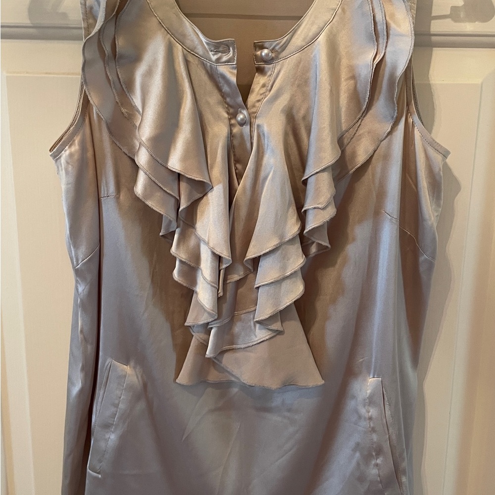 T-bags Los Angeles -Size Small- silk/spandex- ruffled sleeveless top